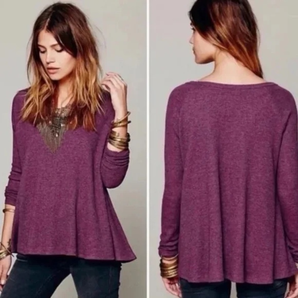 Free People Shirt Waffle We The Free Malibu Thermal Sleeve Top